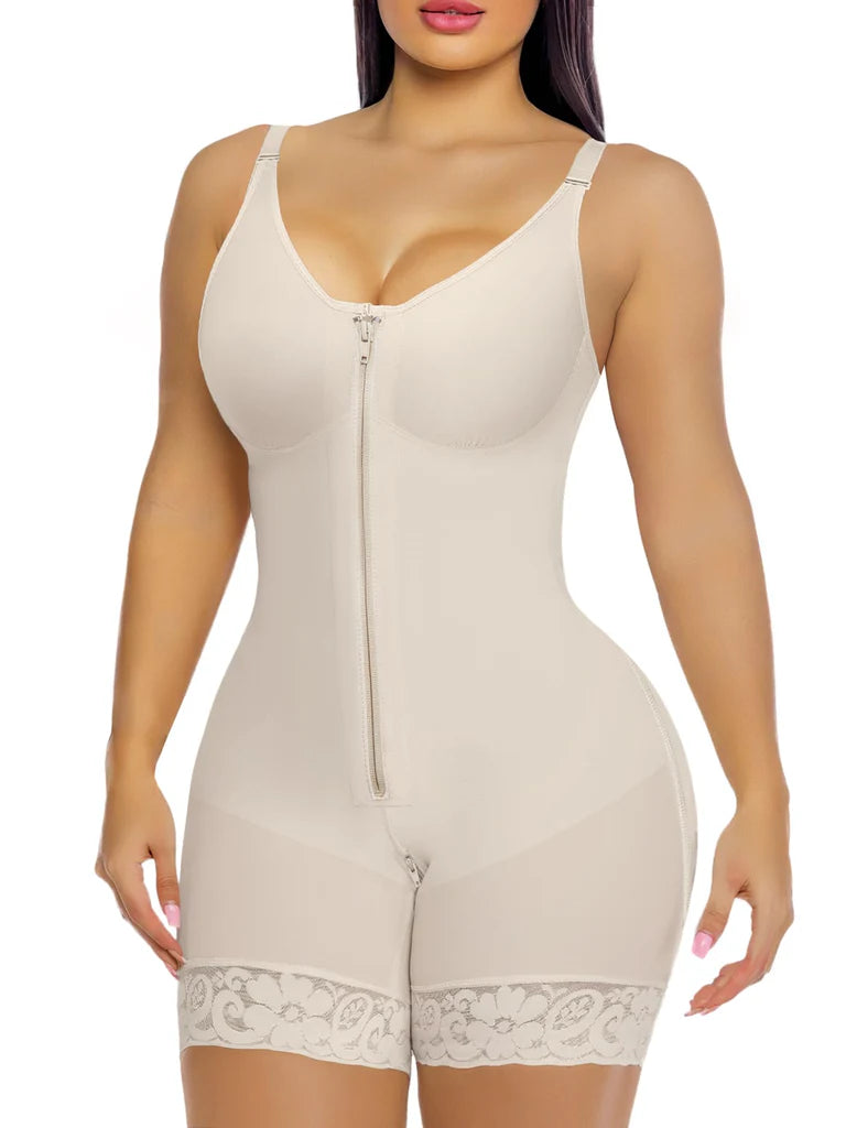 Women Tummy Control Butt Lifter Body Shaper with Zipper Crotch