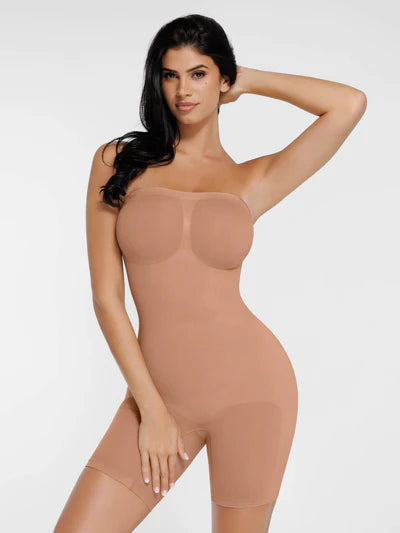 Seamless Strapless Bodysuit with Removable Straps