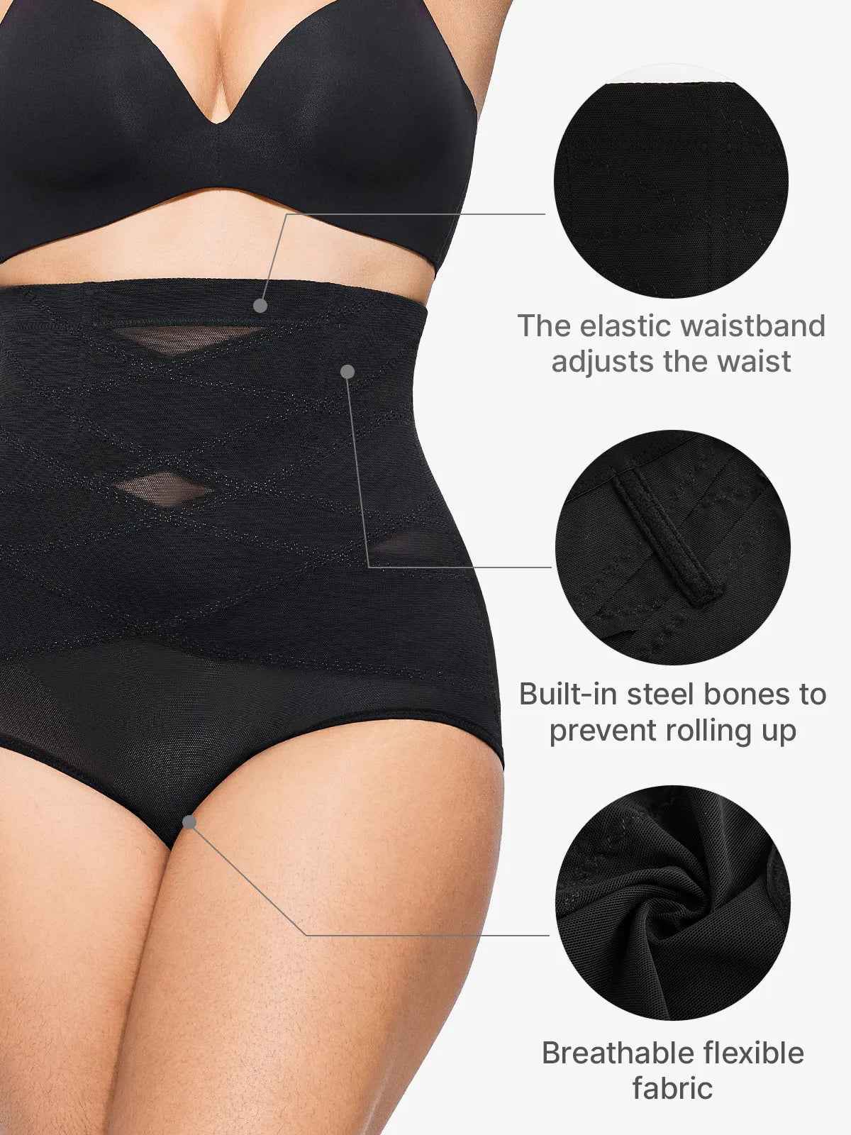 (Buy 2 Free Shipping)⚡Anti-Roll Steel Boned Women Hi-Waist Double Tummy Control Panty