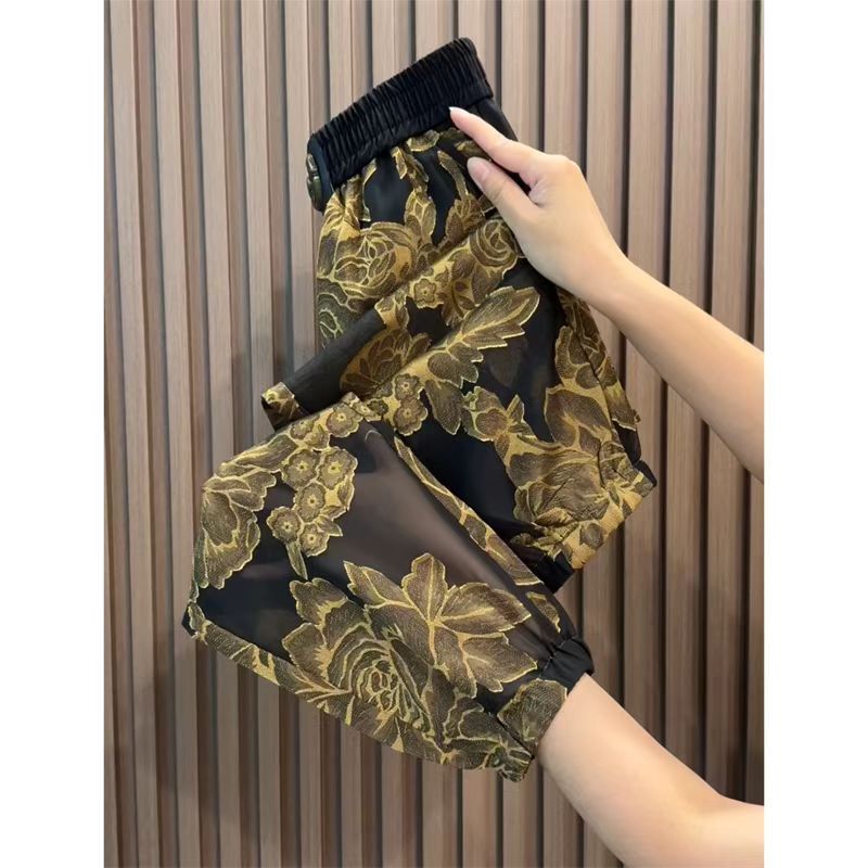 Green Casual Printed Trousers