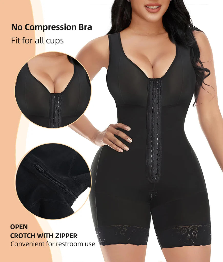 Shapewear for Women Tummy Control Post Surgery Full Body Shaper Butt Lifter with Zipper Crotch