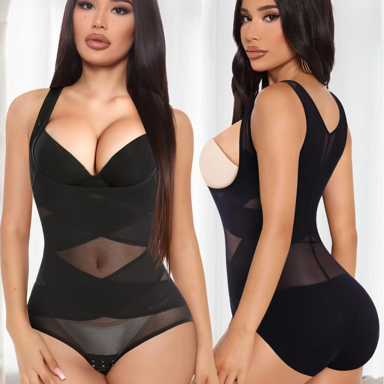 Open Bust Cross Compression Body Shaper