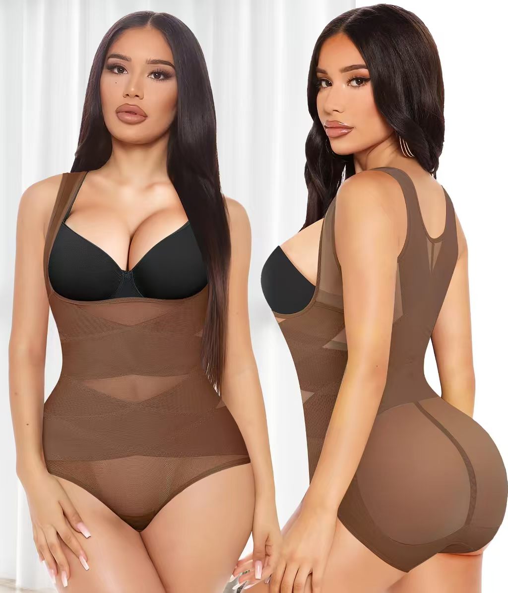 Open Bust Cross Compression Body Shaper