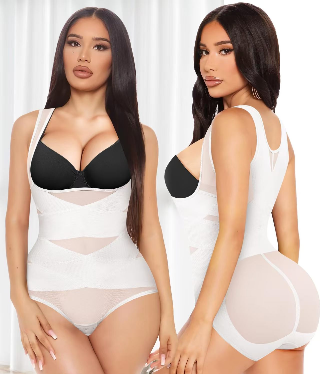 Open Bust Cross Compression Body Shaper