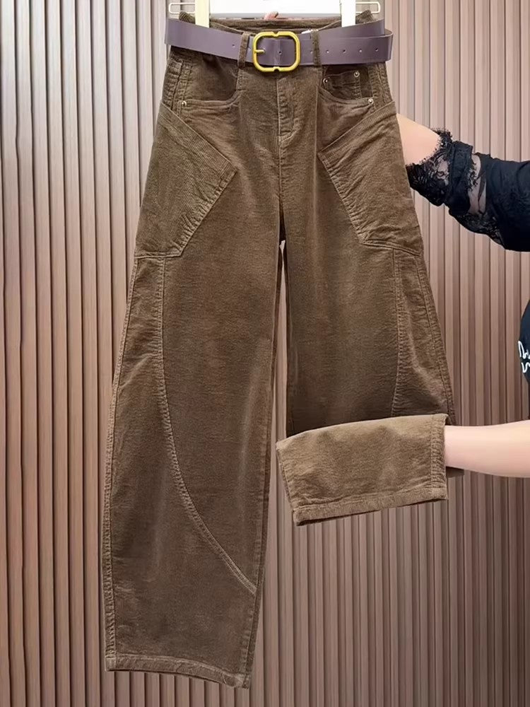 Loose-fitting, retro-style brown trousers