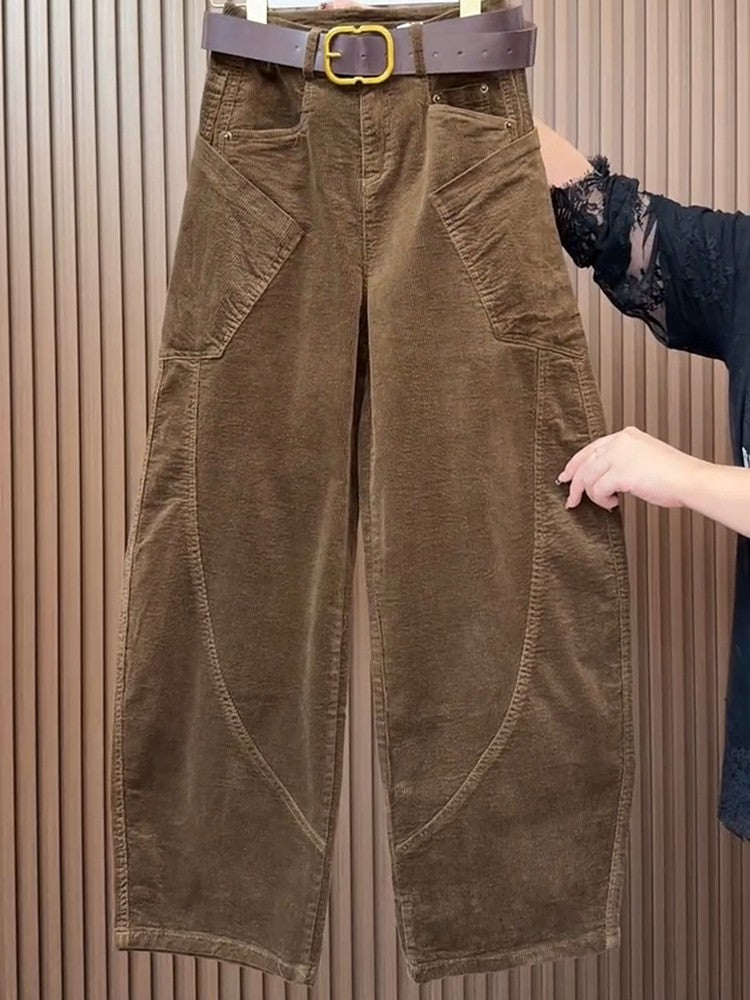 Loose-fitting, retro-style brown trousers