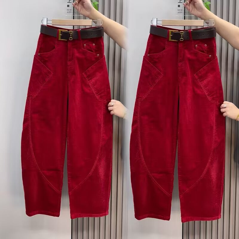Loose-fitting, retro-style brown trousers