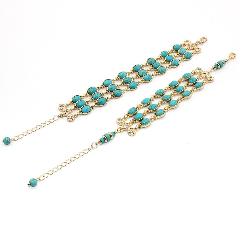 Turquoise Three Row Bracelet