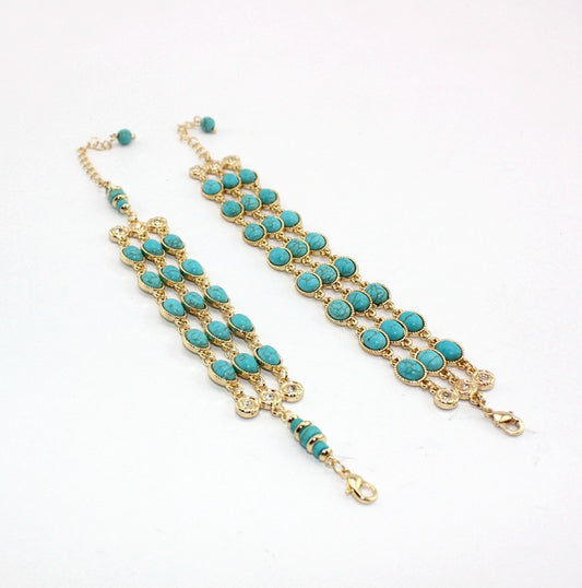 Turquoise Three Row Bracelet
