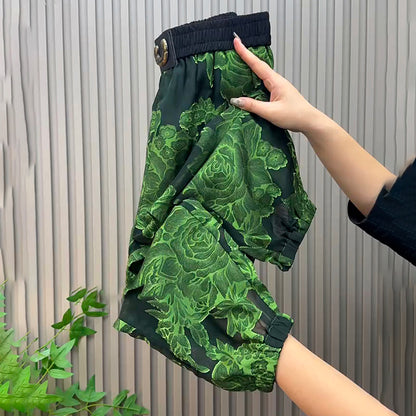 Green Casual Printed Trousers