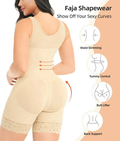 Shapewear for Women Tummy Control Post Surgery Full Body Shaper Butt Lifter with Zipper Crotch