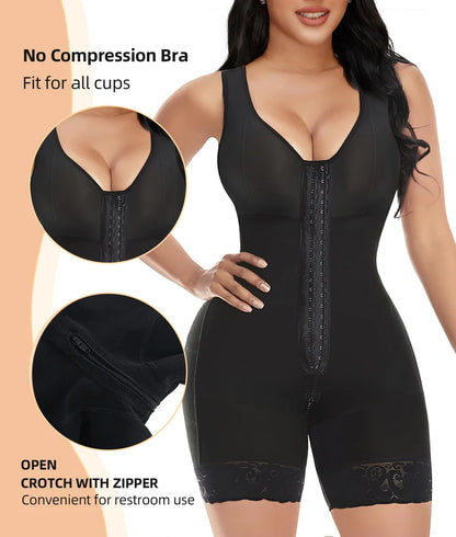 Shapewear for Women Tummy Control Post Surgery Full Body Shaper Butt Lifter with Zipper Crotch