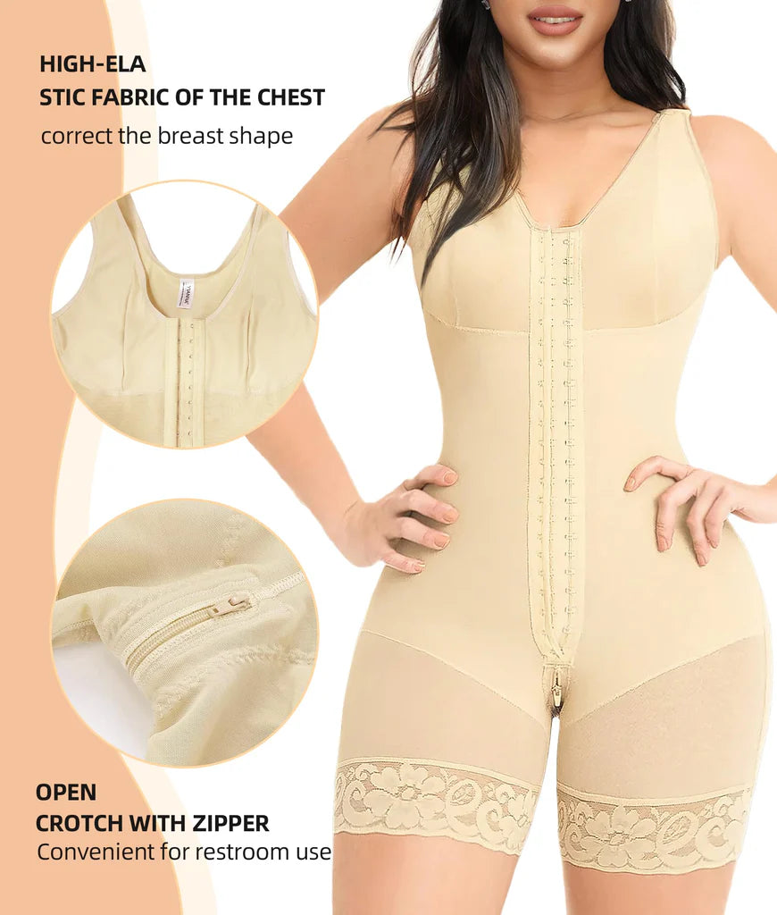 Shapewear for Women Tummy Control Post Surgery Full Body Shaper Butt Lifter with Zipper Crotch