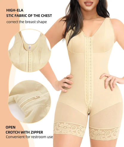 Shapewear for Women Tummy Control Post Surgery Full Body Shaper Butt Lifter with Zipper Crotch