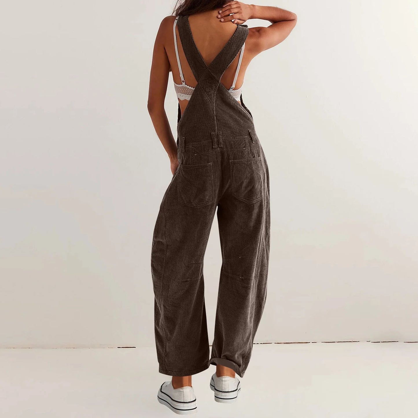 Corduroy Overalls for Women Women Adjustable Romper Jumpsuit with Pockets