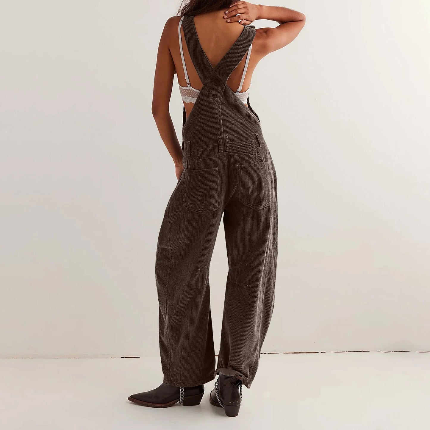Corduroy Overalls for Women Women Adjustable Romper Jumpsuit with Pockets