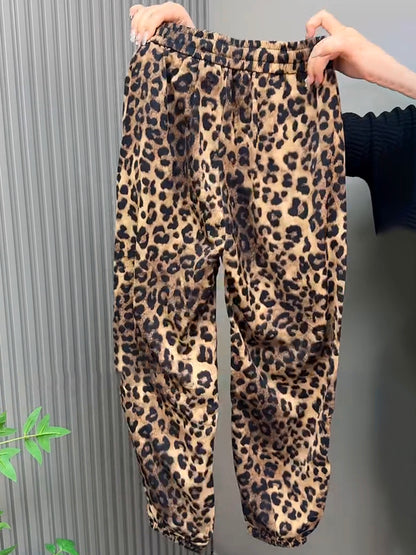 High-Waisted Leopard Print Harem Pants
