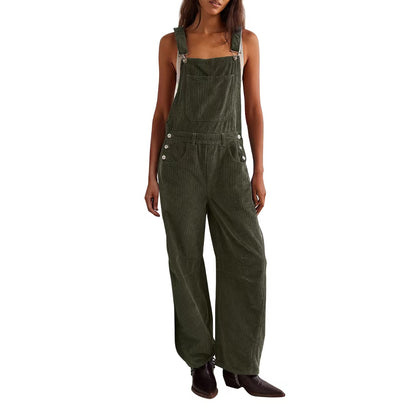 Corduroy Overalls for Women Women Adjustable Romper Jumpsuit with Pockets